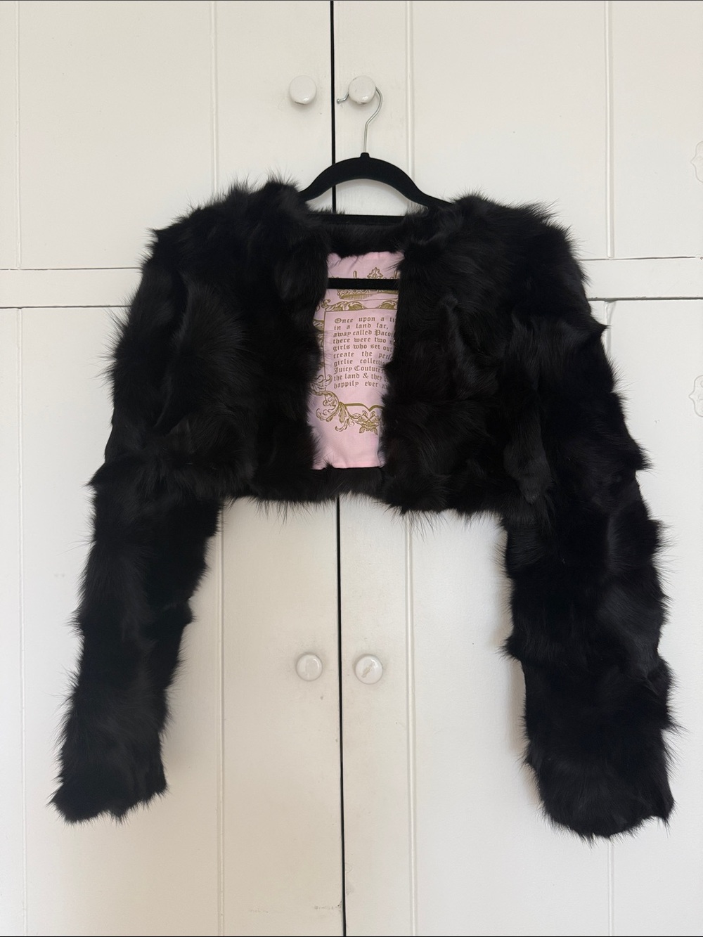 Juicy Couture Genuine Fox Fur Black Cropped Jacket
